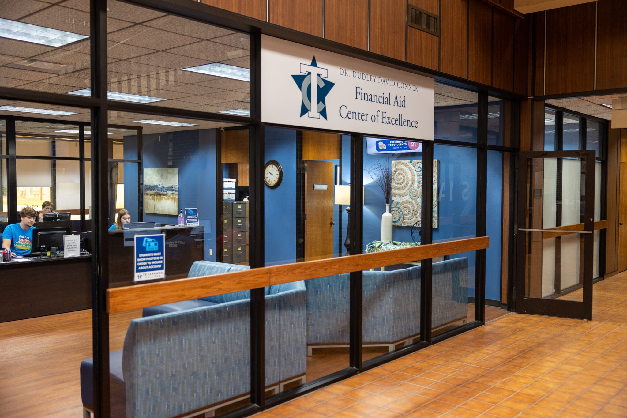 The Texarkana College Financial Aid Center of Excellence, where students can get help understanding A&P license cost, tuition, and funding options for aviation training.